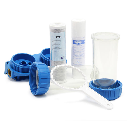 Naturewater Filtro dell'acqua a 2 livelli NW-BR10B3, con cartucce filtranti da 254 mm, attacco tubo 32,89 mm