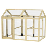 Recinto per Galline all'Aperto 140x88,5x106 cm con Porte Multiple e Rete in Metallo in Legno Naturale