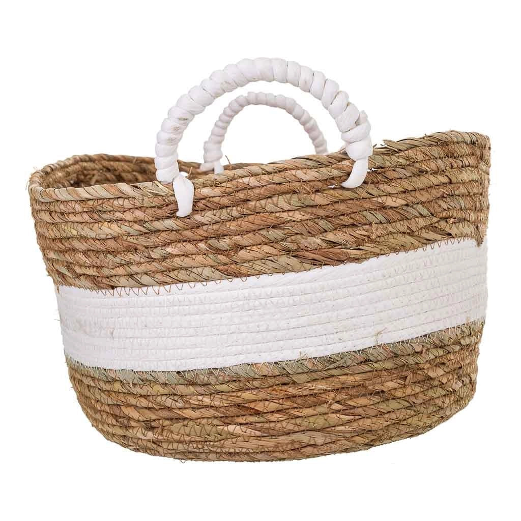 Navicella in fibra naturale marrone 47x35x20h