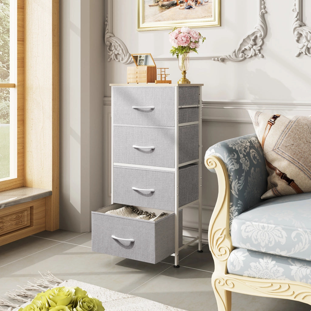 Cassettiera con 4 cassetti in tessuto ¨C zephmum ¨C grigio chiaro 60x40x