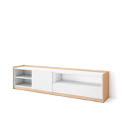 Mobile TV Soggiorno, 207x50x37 cm, Per TV fino a 80", Mobile Soggiorno, Bianco e Rovere soft