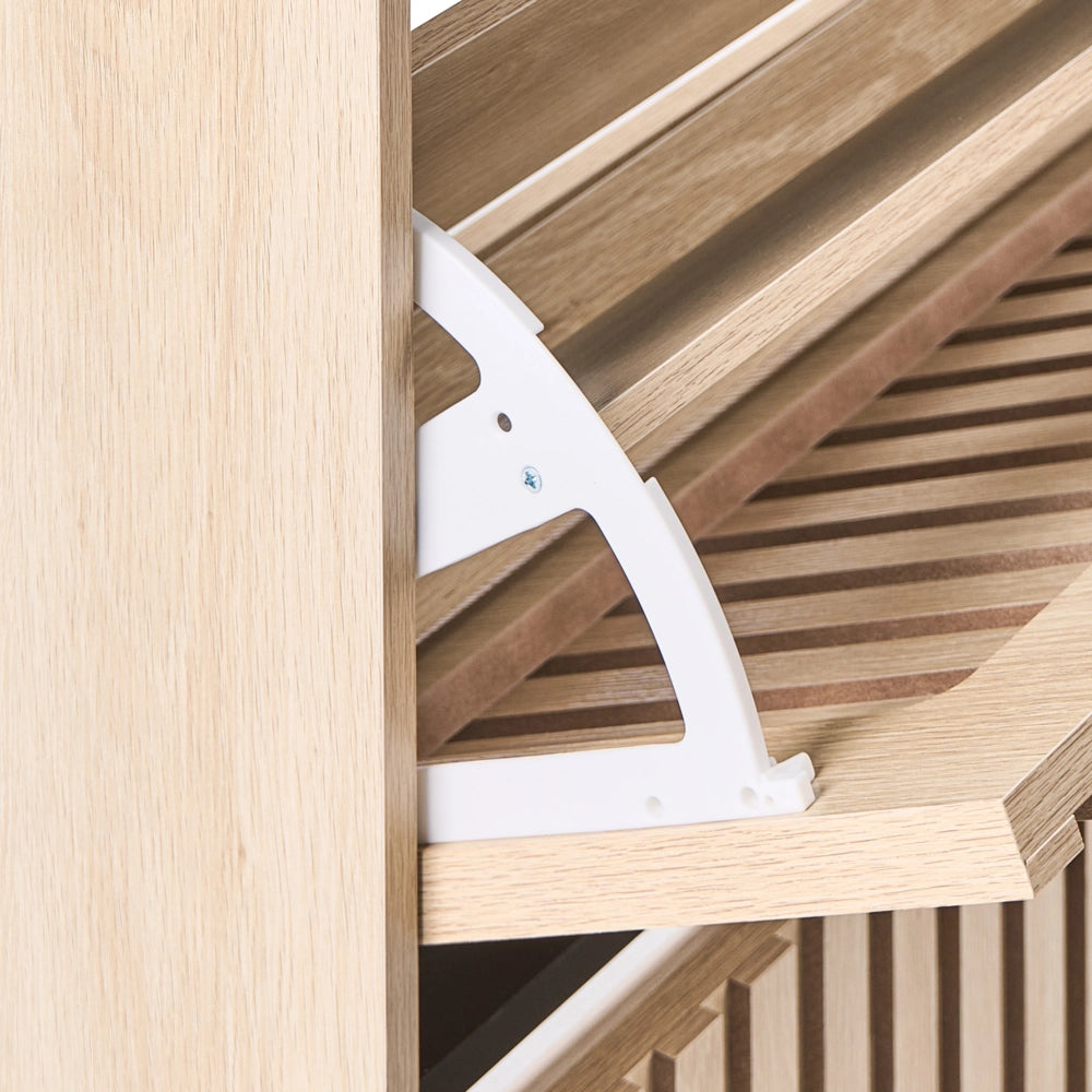 Scarpiera a 2 scomparti in legno MDF con finitura melaminica design scandinavo marrone chiaro
