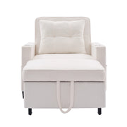 Poltrona letto singola estraibile - con schienale regolabile; USB e portabicchieri - legno e metallo - bianco