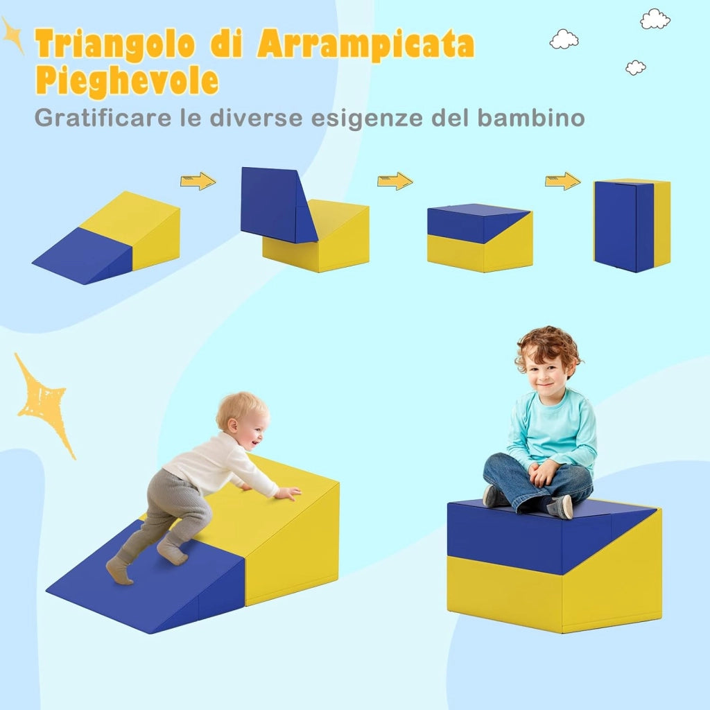 Set di 7 Blocchi da Arrampicata e Strisciamento per Bambini da 1 Anno in Su, Set di Costruzioni in Schiuma da Interno per Bambini a Arrampicarsi, Strisciare e Scivolare (Verde)