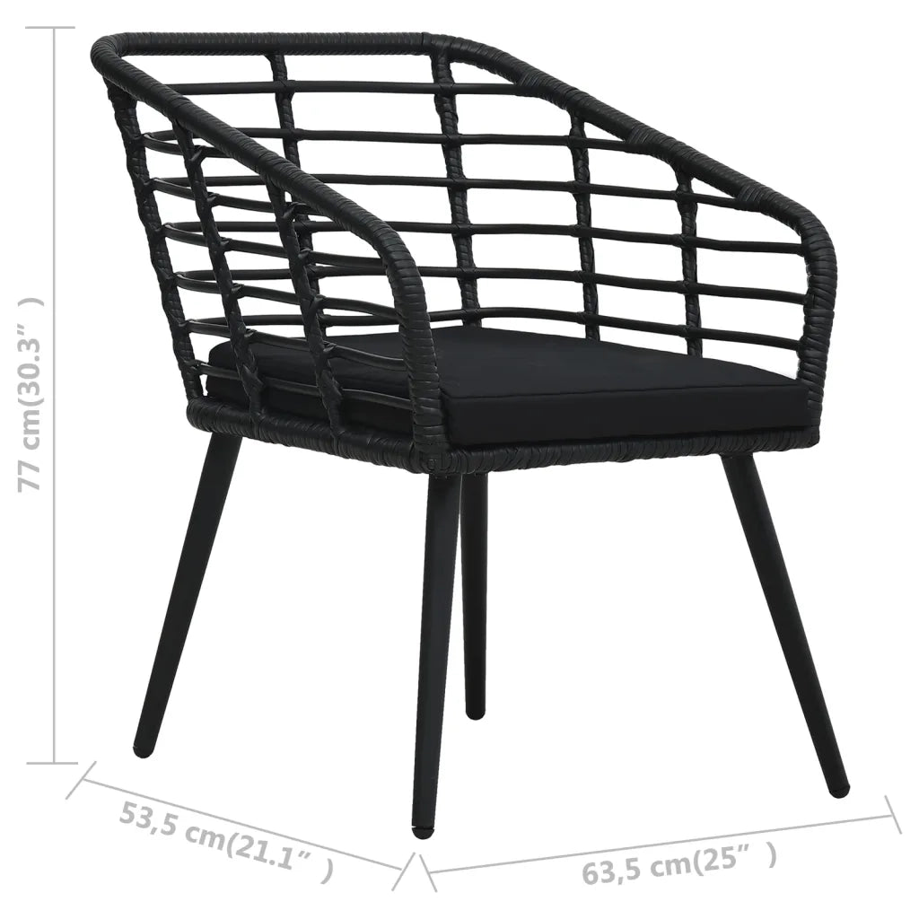 Set da Bistrot 3 pz | Set Salotto da Giardino in Polyrattan Nero