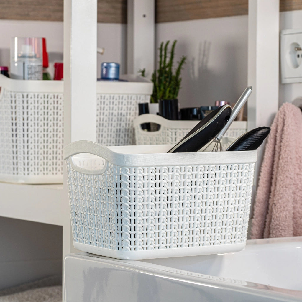 Contenitore portaoggetti KADAX da 3,3 litri, cestino organizer in plastica bianca