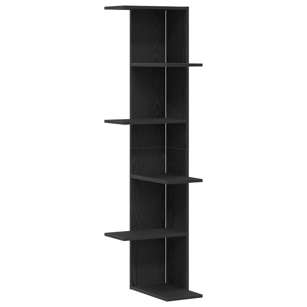 Mensola d'angolo  Nera in Rovere 36,5x36,5x140 cm in Legno Ingegnerizzato