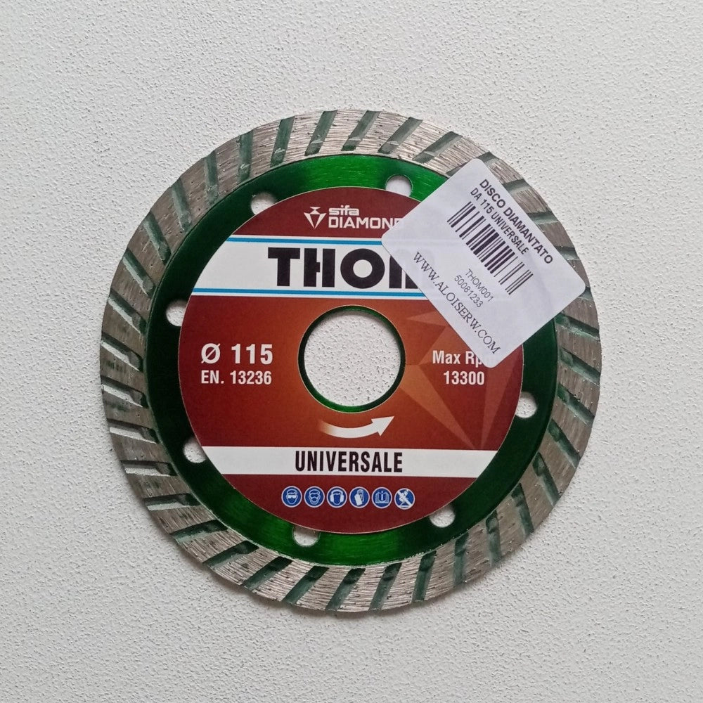 Sifa thom 115mm disco diamantato universale per taglio cemento, cemento armato, mattoni, laterizi