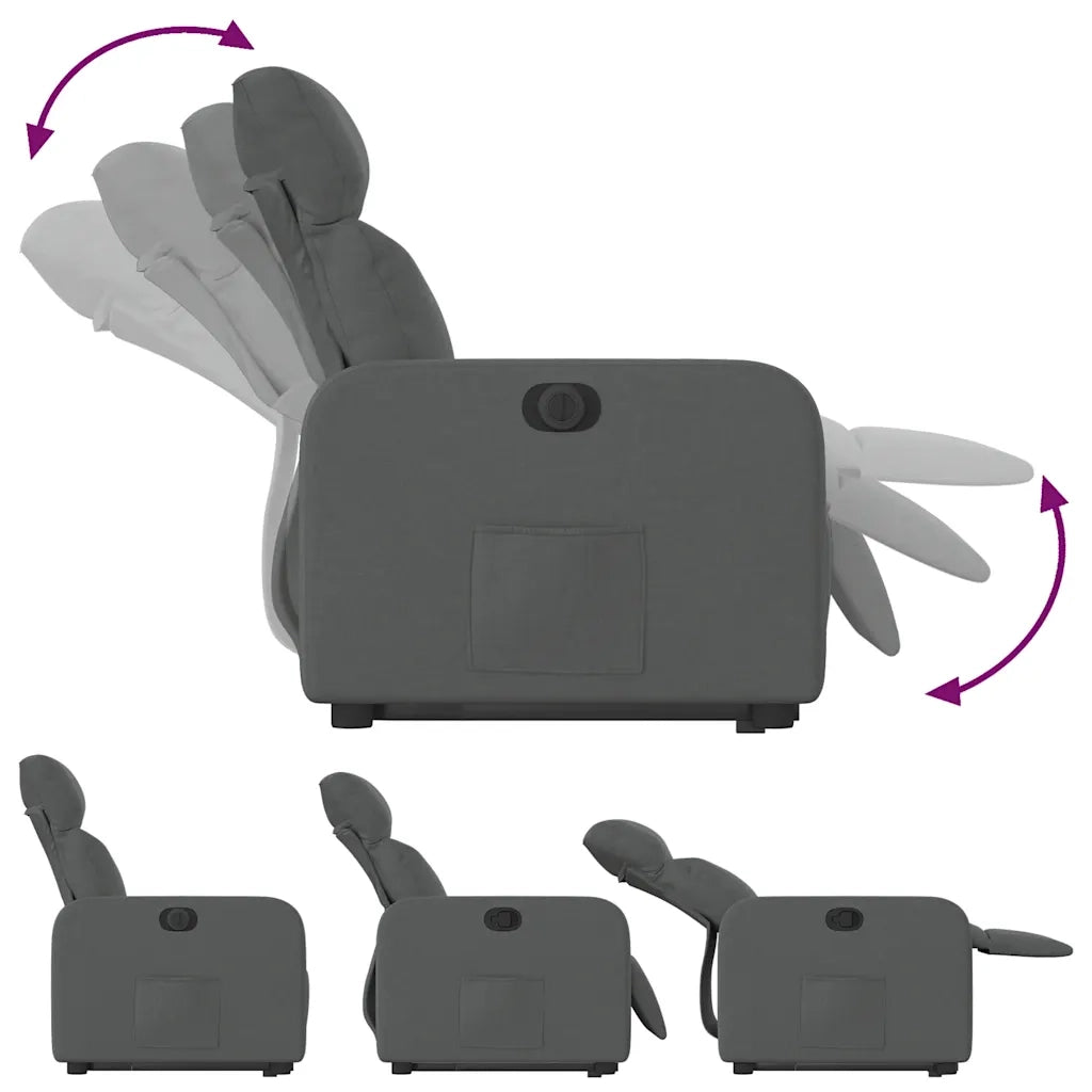 Poltrona | Sedia Relax Alzapersona Reclinabile Elettrica Grigio Scuro Tessuto