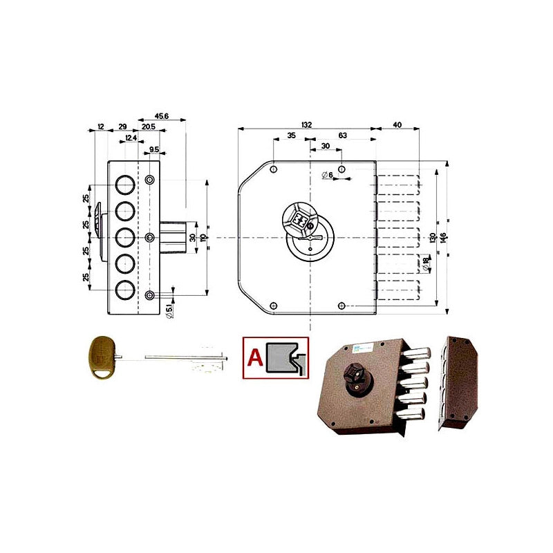 Serratura Sic.Semplice Dx Dm 20500 Mottura