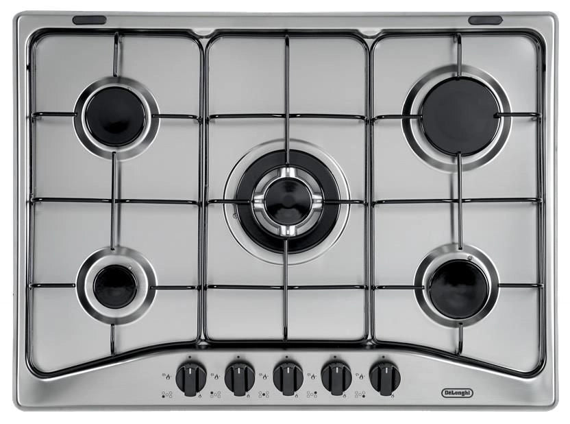 De’Longhi YAF57ASV piano cottura Nero, Argento Da incasso Gas 5 Fornello(i)