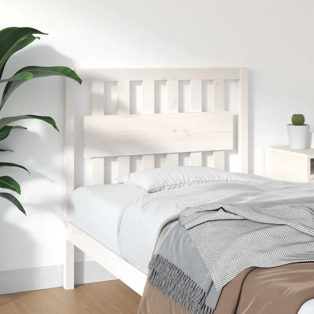 Testiera | Testata per Letto Bianca 95,5x4x100 cm Legno Massello di Pino