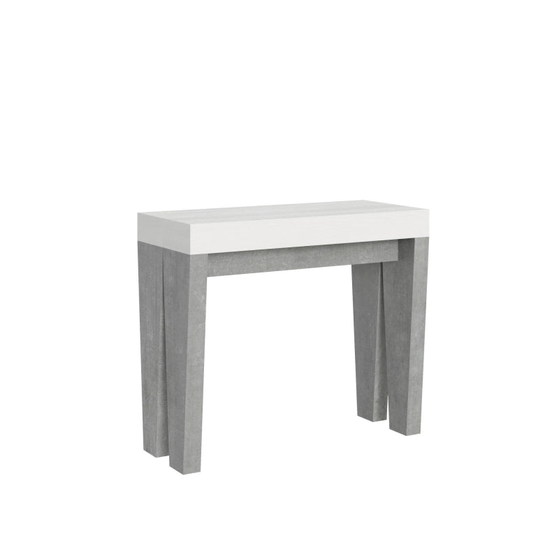 Consolle allungabile 90x40/196 cm Spimbo Mix Small piano Bianco Frassino - Bianco Frassino/Cemento
