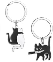 Due catenelle per gatti, creativi e divertenti, portachiavi in metallo, nero e bianco, unico modello, moderno