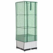 Fioriere | Cassetta per fiori | Letto Rialzato con Copertura Serra Effetto Rattan 40x40x139 cm