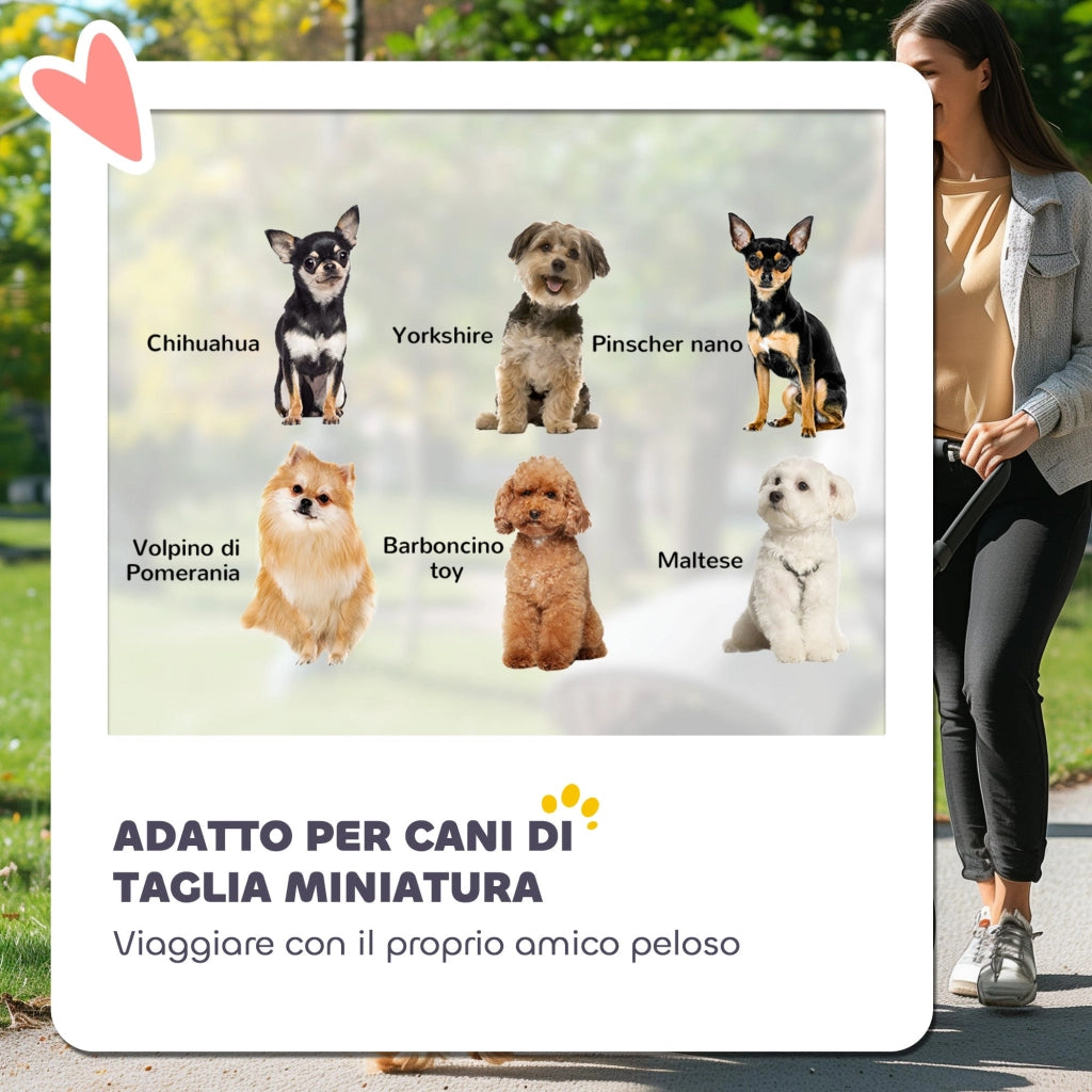 Passeggino per Cani 76x44x103 cm con 2 Finestre a Rete Nero e Grigio Chiaro