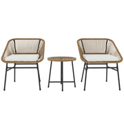 Set Giardino 3 Pezzi ¨C zephmum ¨C Rattan PE, Cuscini, Tavolino Rotondo, Multicolore