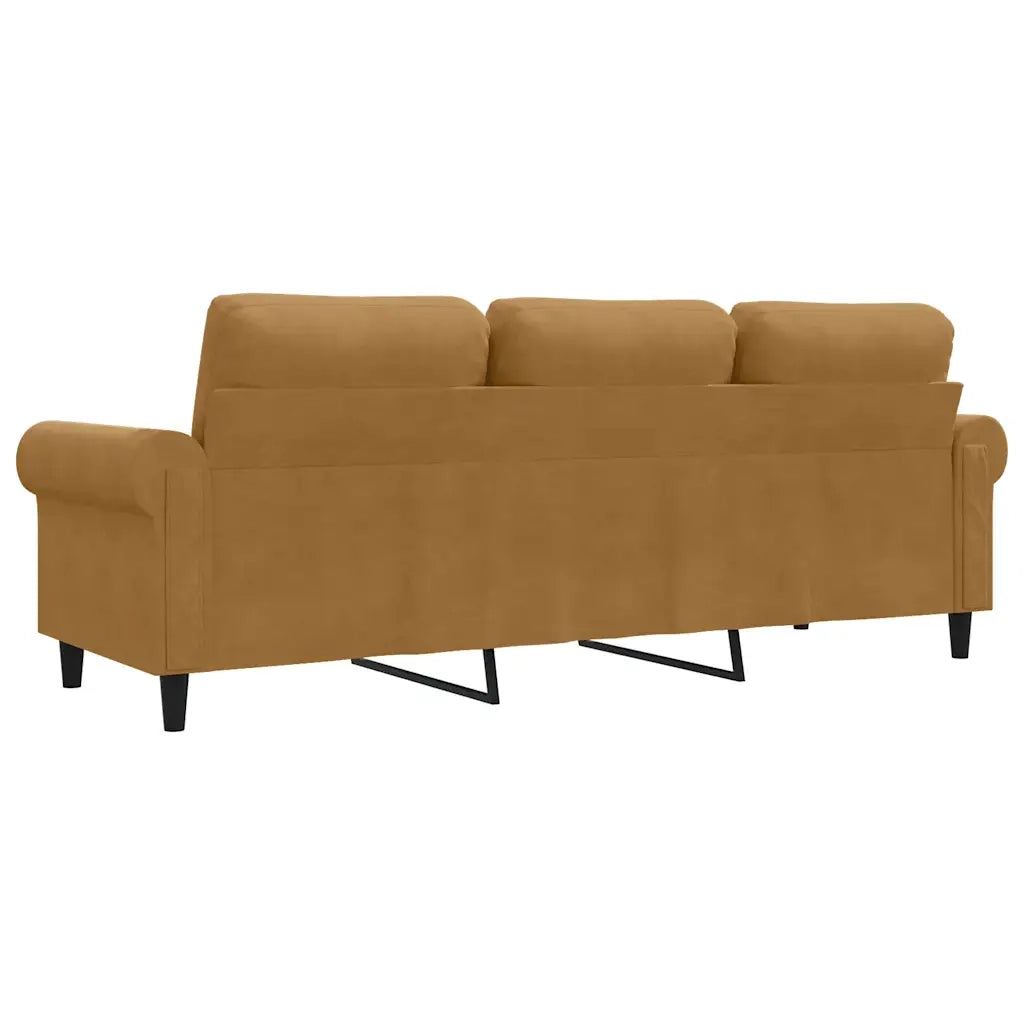 Divano | Divano da soggiorno | Sofa a 3 Posti Marrone 180 cm in Velluto