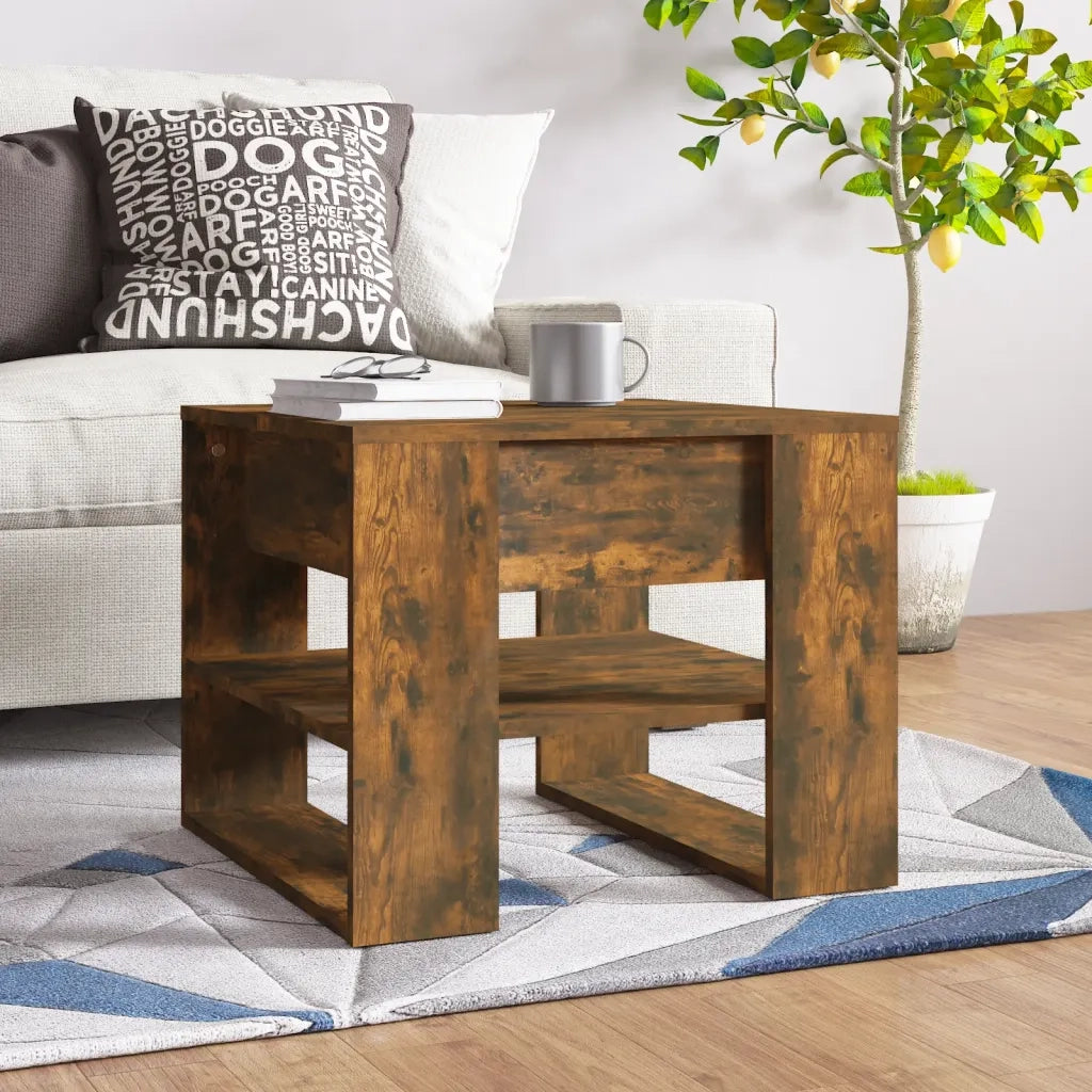 Tavolino da Salotto Rovere Fumo 55,5x55x45 cm Legno Multistrato 816931