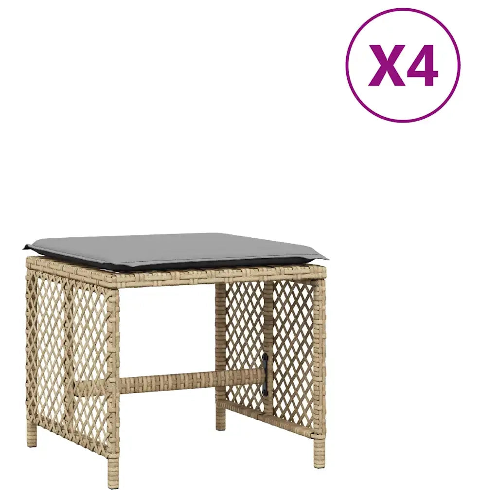 Sgabelli Giardino Cuscini 4 pz Beige Misto 41x41x36cm Polyrattan CFW4388390