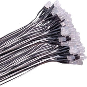 Diodi LED 100 pezzi - Avvolgimento 5mm - Lente colorante diffusa - 12V - Lunghezza del cavo 20cm - Durata 50.000 ore - Lampadine LED