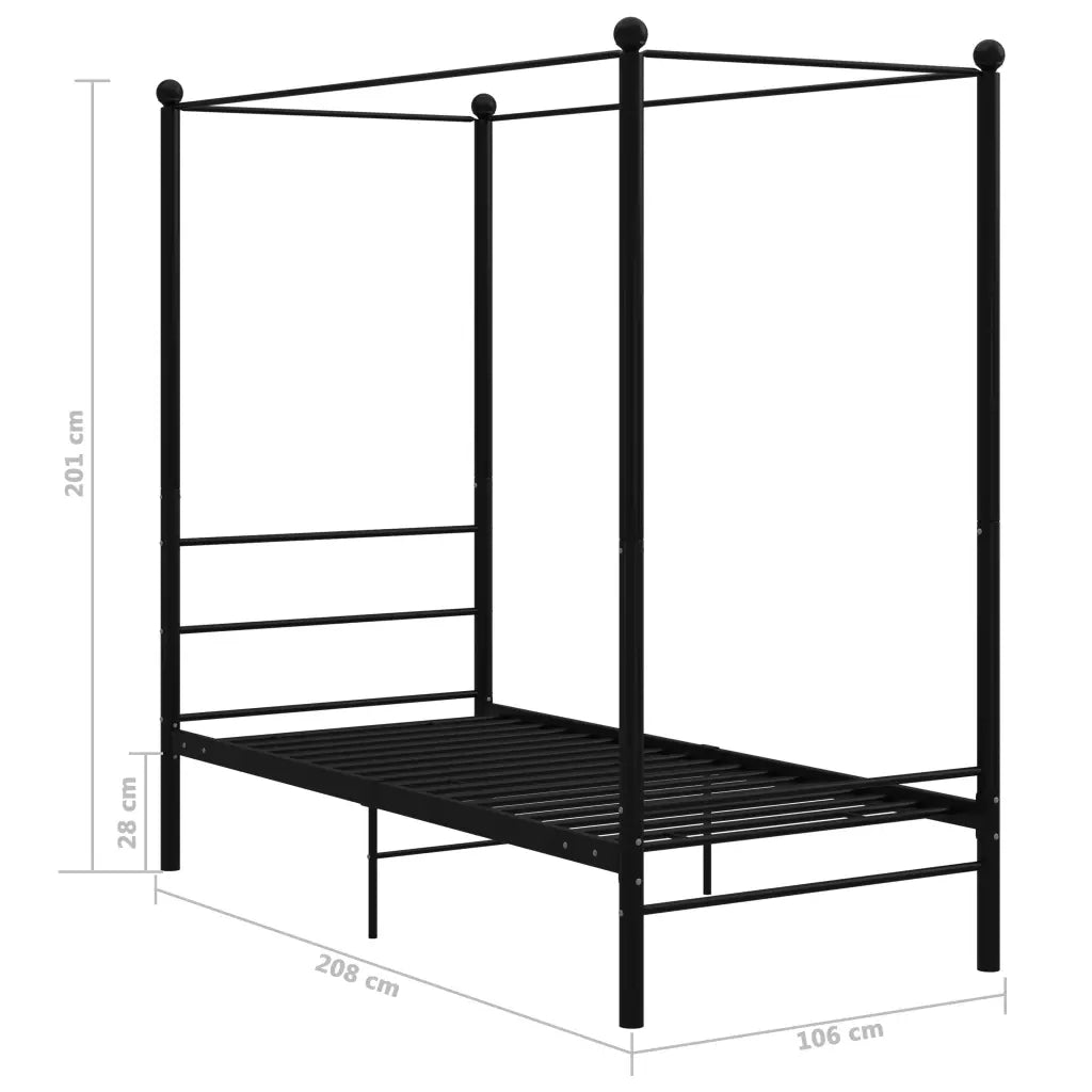 Letto a Baldacchino Nero in Metallo 100x200 cm cod mxl 54484