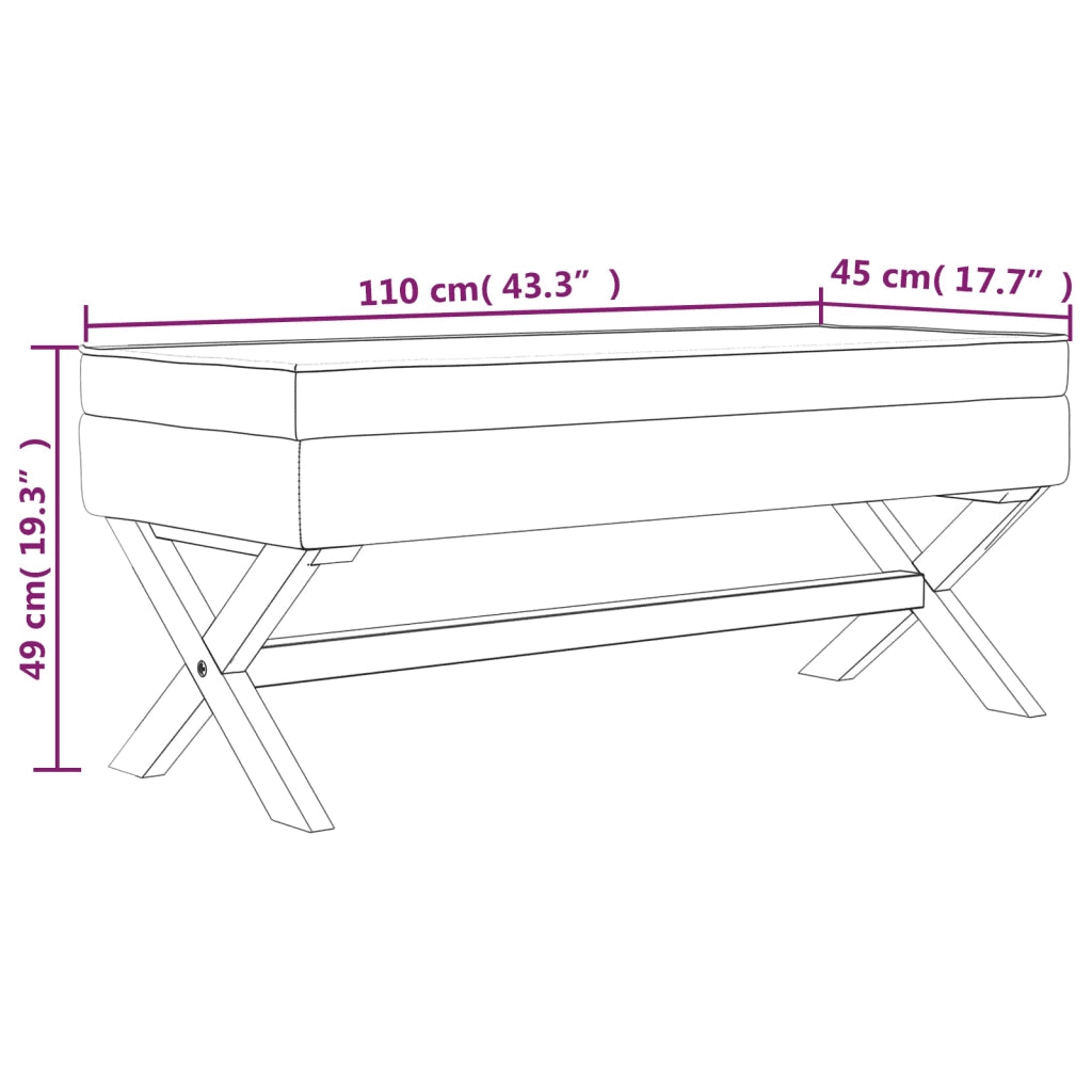 Sgabello Portaoggetti Grigio chiaro 110x45x49 cm in Velluto 344525