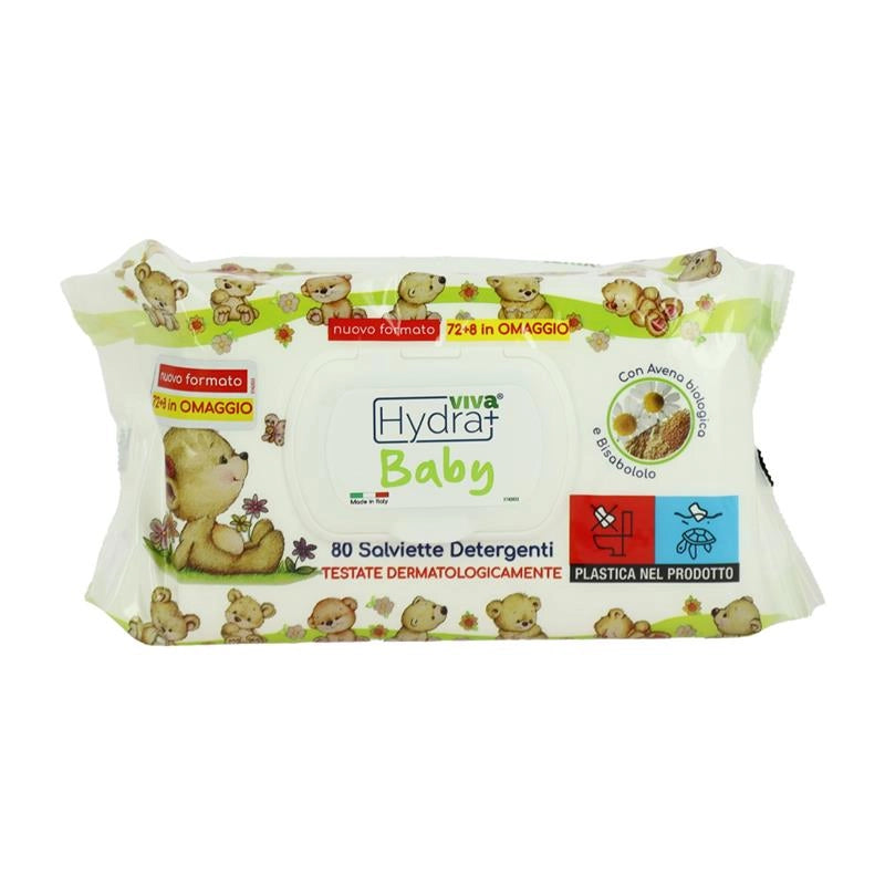 HYDRA VIVA + SALVIETTE DETERGENTI BABY CON AVENA BIOLOGICA E BISABOLOLO 6 CONFEZIONI DA 80 PZ