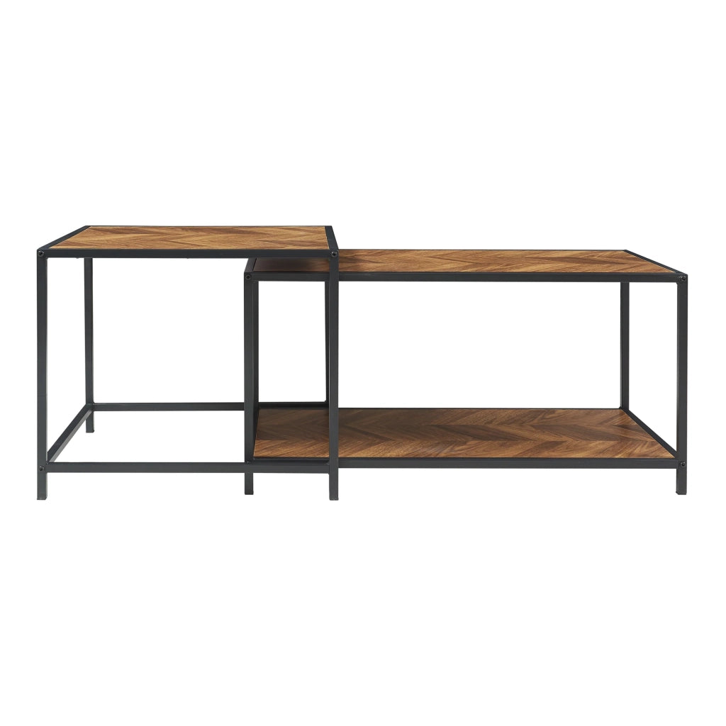 Set di 2 tavolini impilabili in MDF marrone 03_0009382
