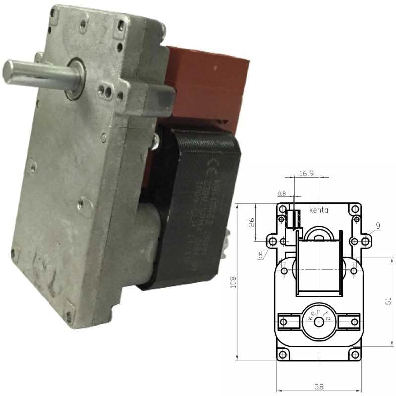 MOTORE MOTORIDUTTORE STUFE A PELLET 2,5RPM CLAM Kenta K9115101 SERIE 911 - UNIVERSALE