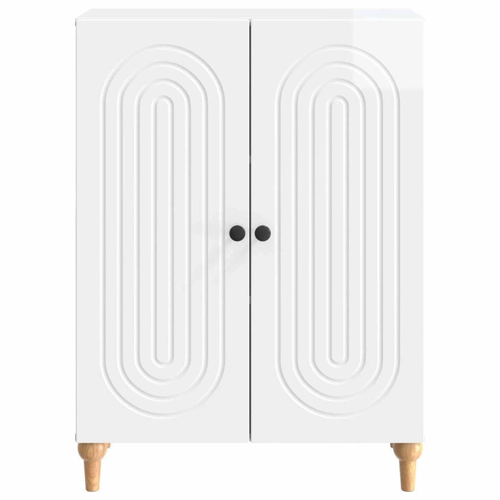 Credenza Bianco Lucido 66 x 34,5 x 90 cm Legno ingegnerizzato