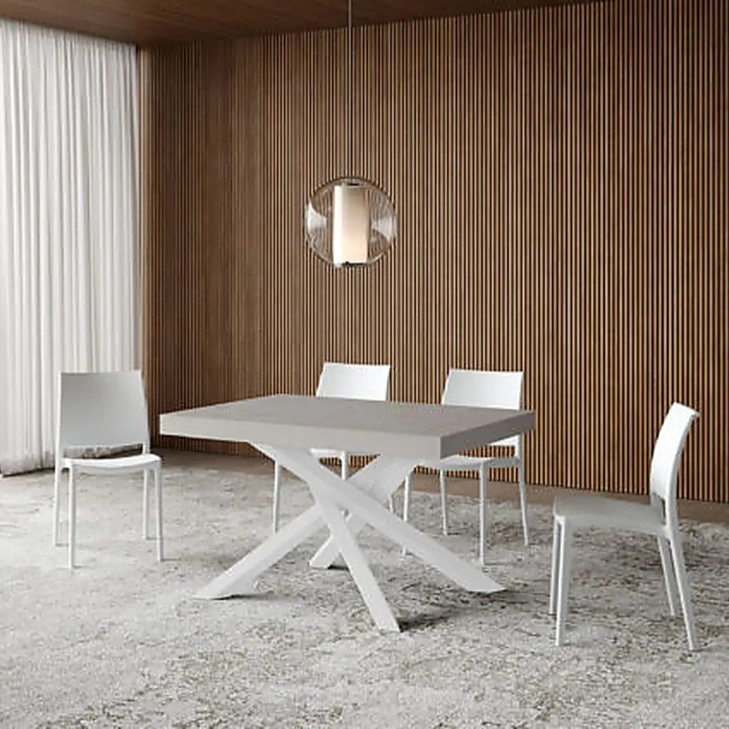 Tavolo allungabile 140/400x90 cm Volantis cashmere gambe bianche