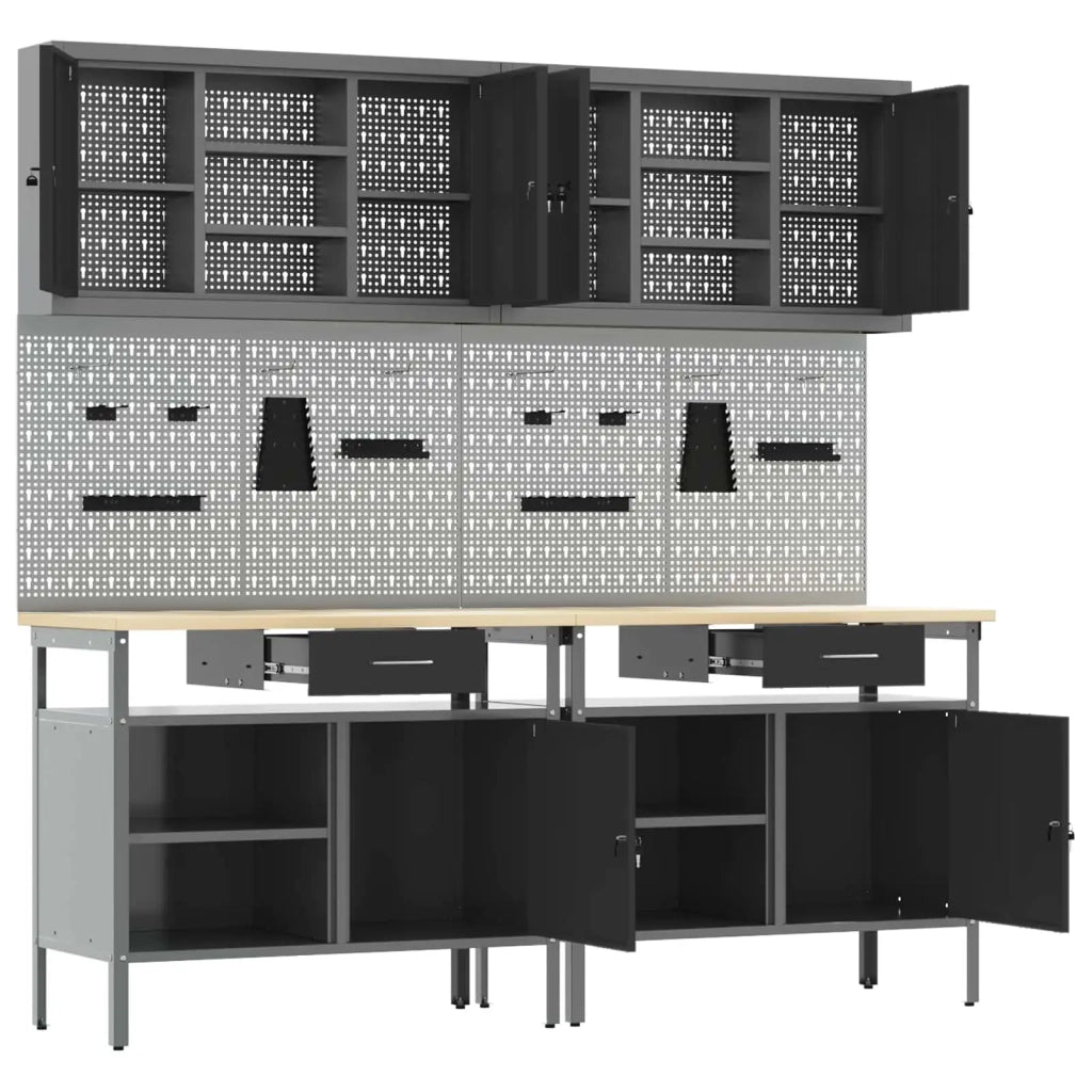 Set banco da lavoro con cassetto 8 pcs Rosso e Grigio 3321496