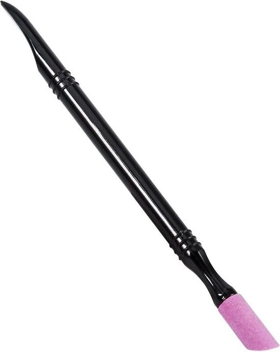 Strumento per rimuovere gel art - Strumento per smuovere le cuticole - Strumento per raschiare - Materiale in acciaio inossidabile - Strumento per pulire le unghie - Finitura satinata - Maniglia in gomma.