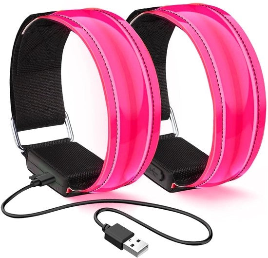 Set di 2 Bracciali Illuminanti Ricaricabili in Rosa