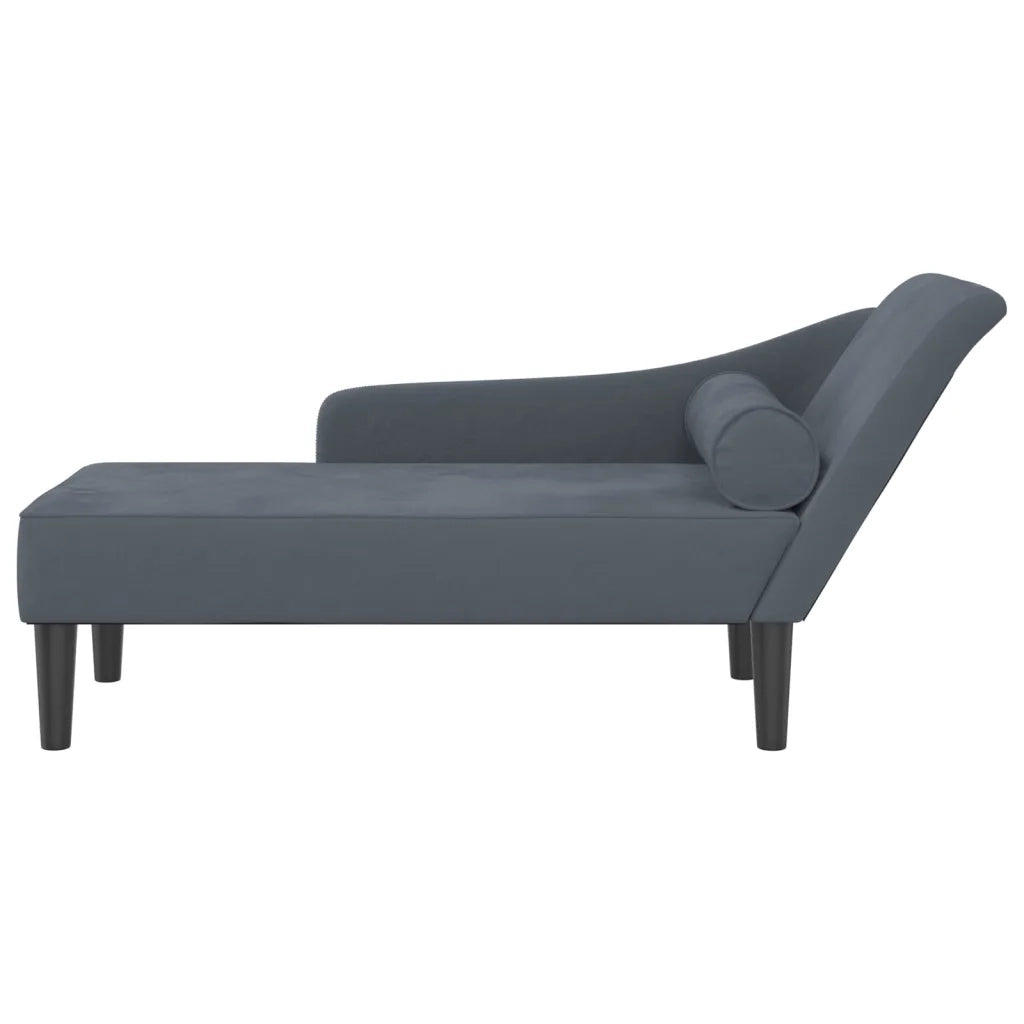 Chaise Longue con Cuscini Grigio Scuro in Velluto 4007589