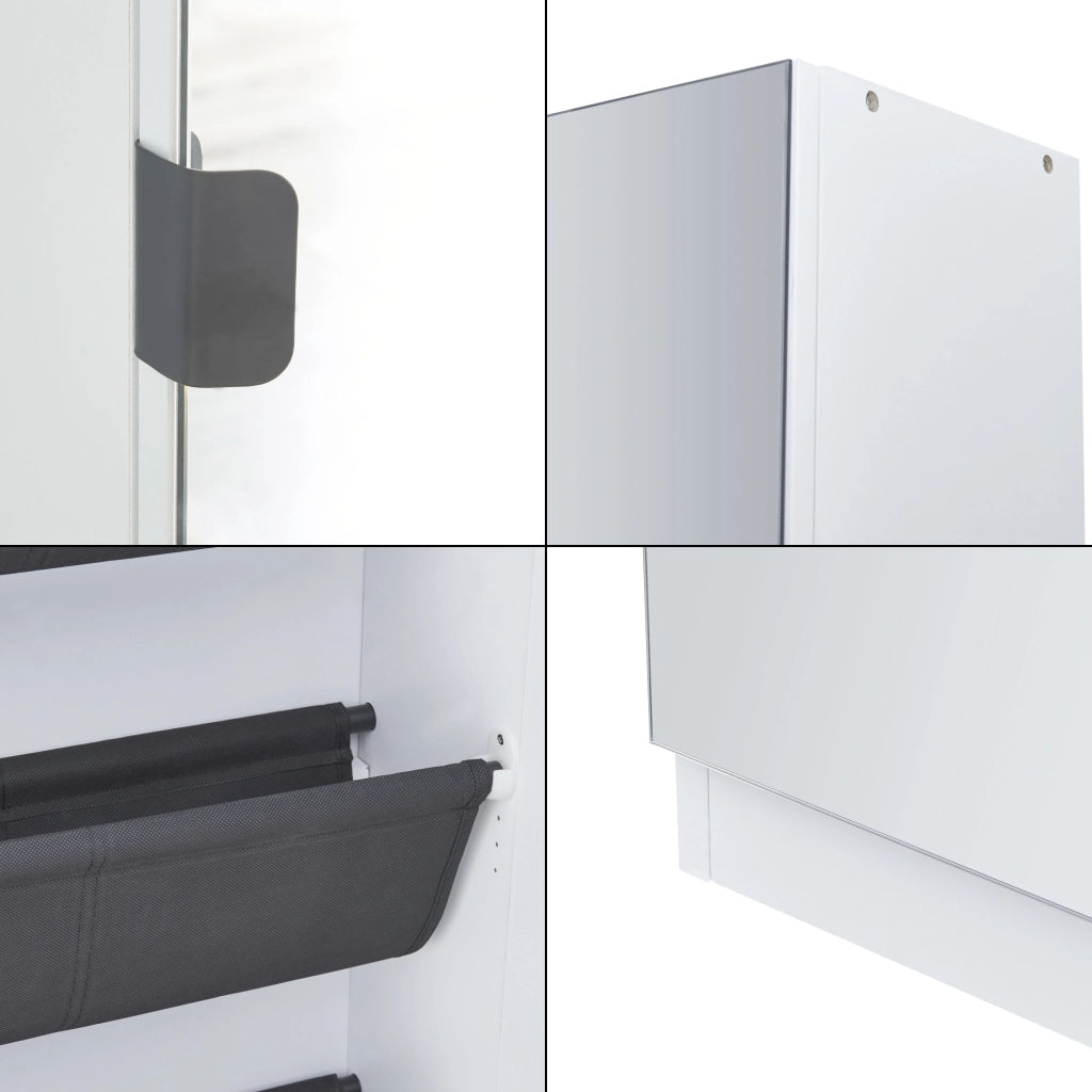 Armadio Portascarpe Meura con Anta a Specchio 160 x 48 x 20 cm Bianco [en.casa]