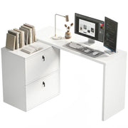 Scrivania Angolare Moderna con 2 Cassetti ¨C Zephmum ¨C Bianco 90x50x75 cm