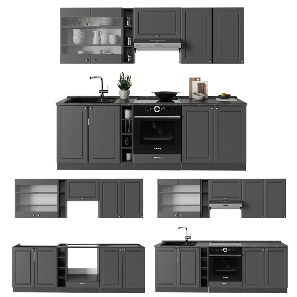 Cucina componibile Fame-Line Oro-antracite rustico/Antracite 235 cm, PL Marmo Vicco