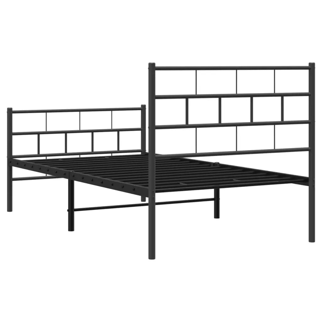 Giroletto con Testiera e Pediera-Struttura Letto Metallo Nero 75x190 cm 798337