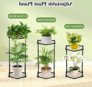 Stand per piante in metallo - Regolabile - Grande stand per piante per esterni - Decorazione di giardino - Piattaforma per piante - Angolo - Casa - Terrazza - 28 pollici - Vaso - Fiore - 2 livelli