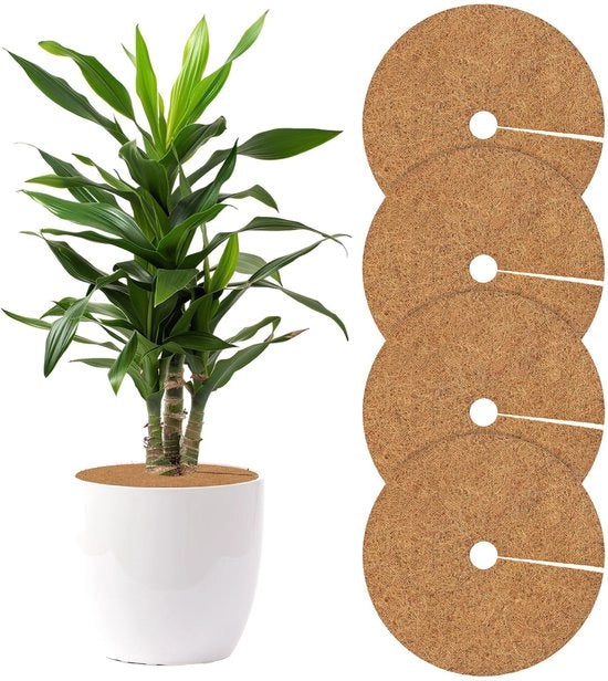 Kit di protezione per piante 4 pezzi, disco di cocco, disco di mulch di cocco, copertura per vaso per piante e protezione invernale, tappetino di protezione per piante, tappetino di controllo delle erbacce, disco di cocco Ø45CM