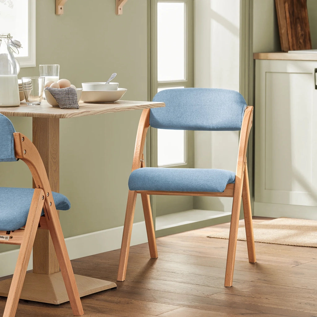 Sedia Pieghevole Sedia da cucina con sedile e schienale imbottiti Sedia da scrivania in faggio blu FST92-BL