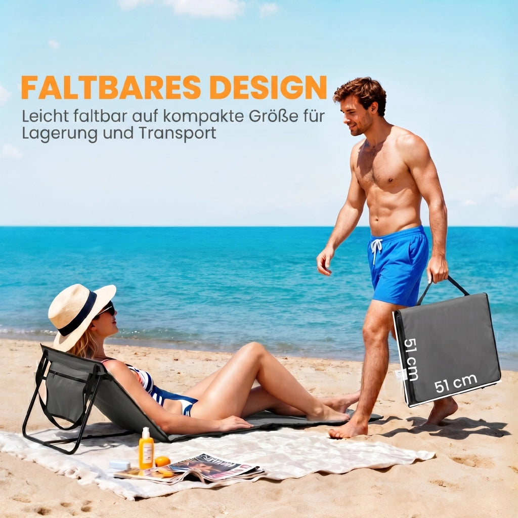 Lettino da spiaggia pieghevole con schienale regolabile ¨C zephmum ¨C grigio 142x51x40 cm