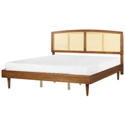 Letto in legno di gomma chiaro UE matrimoniale 180 x200 cm con testiera a doghe Stile rustico minimalista