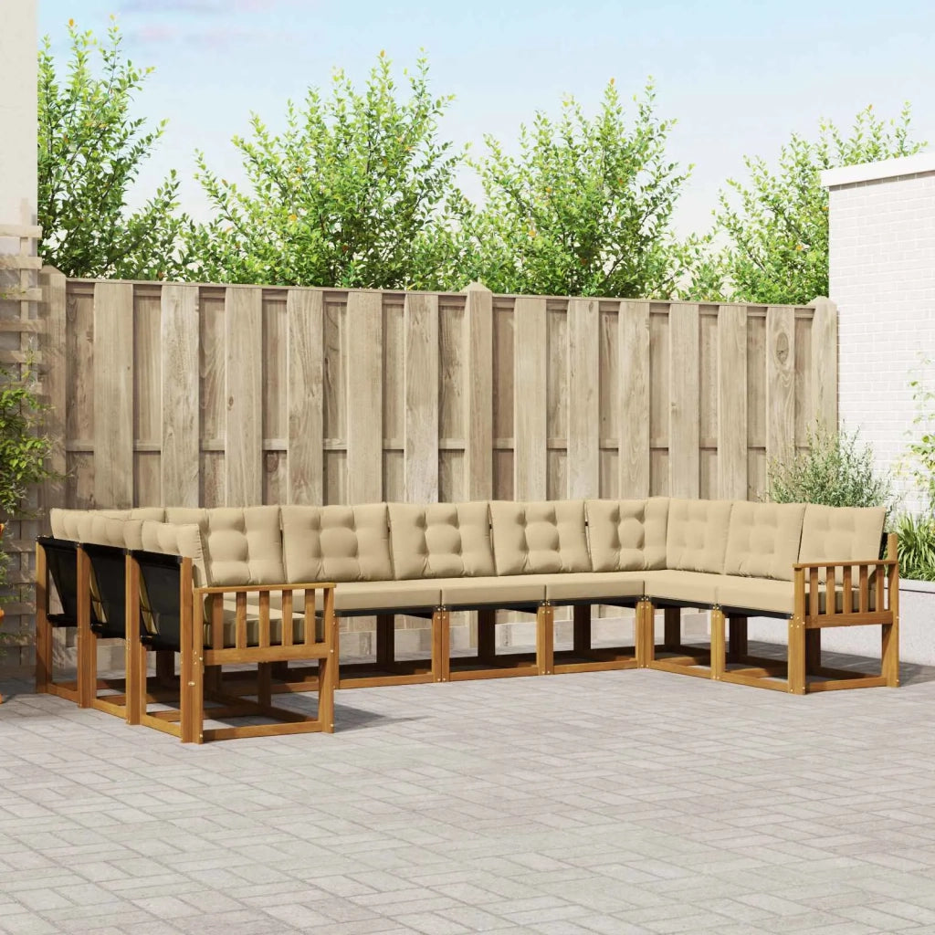 Set di divani da esterno con cuscino 10 pcs Naturale e Beige