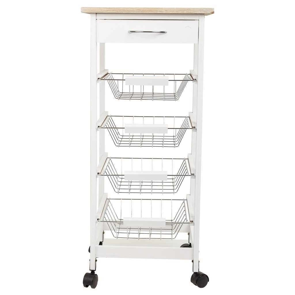 Kit carrello in legno bianco 47x38x82 cm