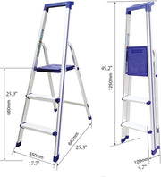 Scalino a 3 trappi in alluminio - Ladder leggera e ripiegabile con pedale ampio e maniglia