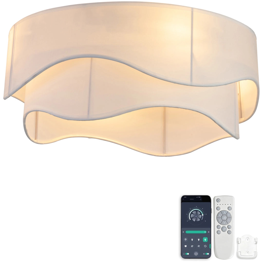 Ventilatore da soffitto moderno 19 pollici, pale ABS, doppio controllo app e telecomando, 6 velocit¨¤ reversibili, ideale per camere e bambini