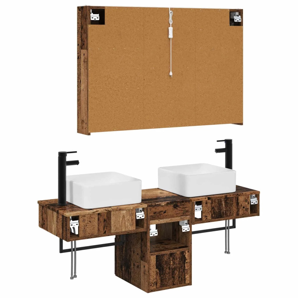 Set di Armadi da Bagno 4 pcs Legno antico 103,5 x 15,5 x 70 cm 3406309